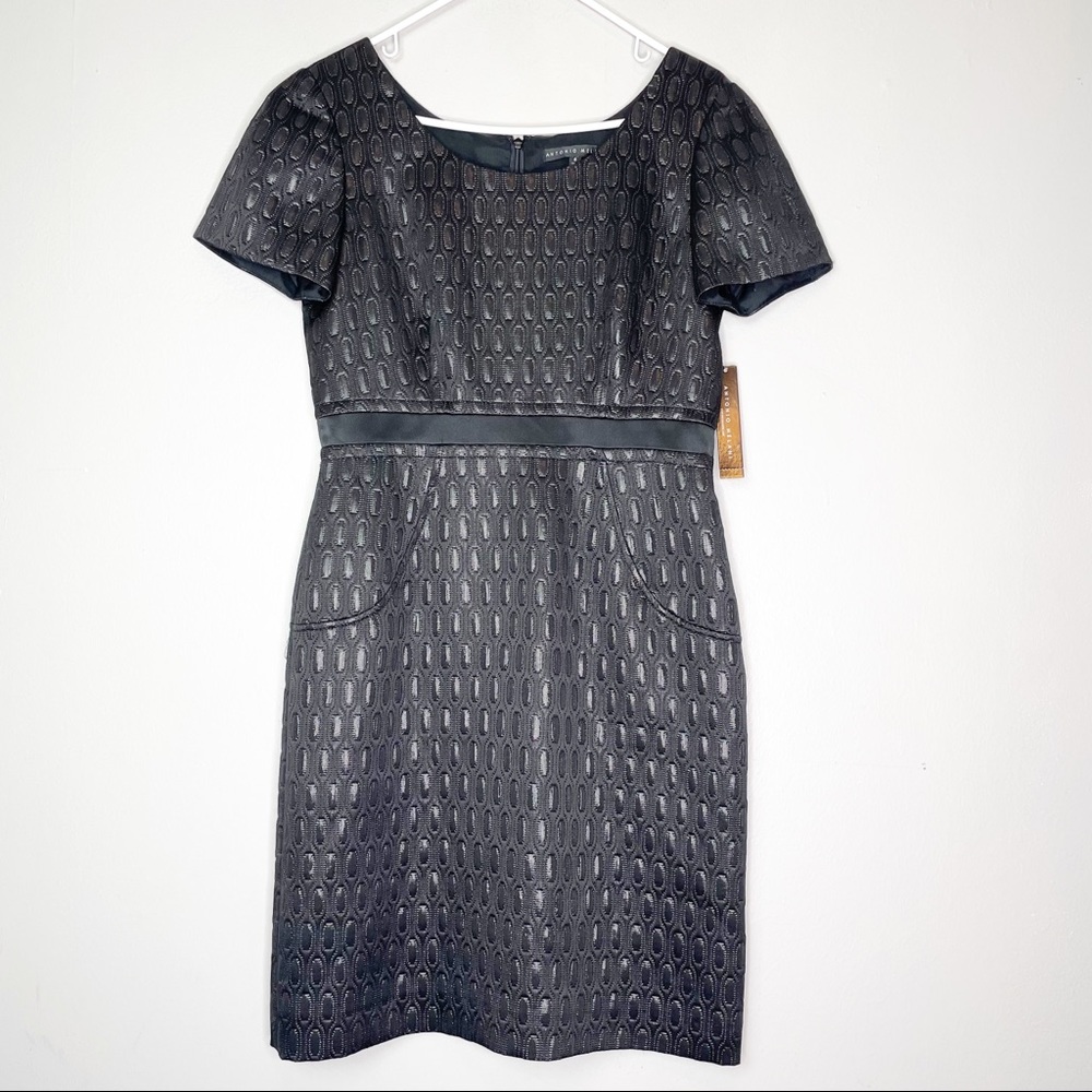 NWT Antonio Melani Black Cocktail Knee Length Dress Size 6